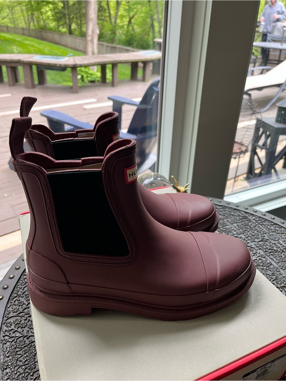 HUNTER COMMANDO CHELSEA BOOTS IN MUTED BERRY 7 - Picture 5 of 8